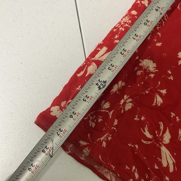 Free People Color My World Wide-leg Jumpsuit XS Smocked Tie Shoulder Red Floral - Picture 9 of 11